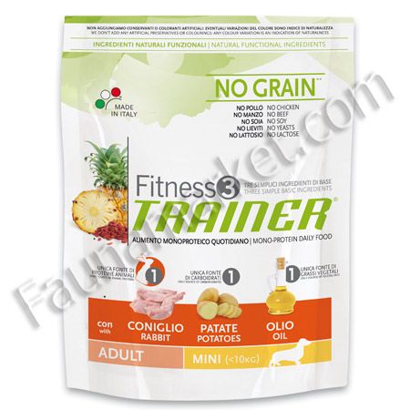 Trainer Fitness3 Adult Mini With Rabbit Potatoes Oil для дорослих собак дрібних порід з кроликом 800г