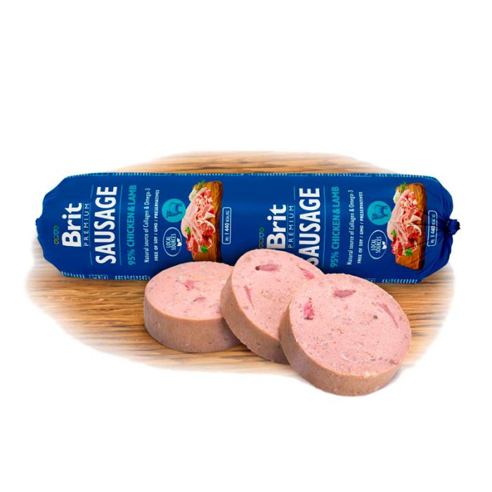 Brit Premium Dog Sausage ковбаса з куркою і ягням 800г 