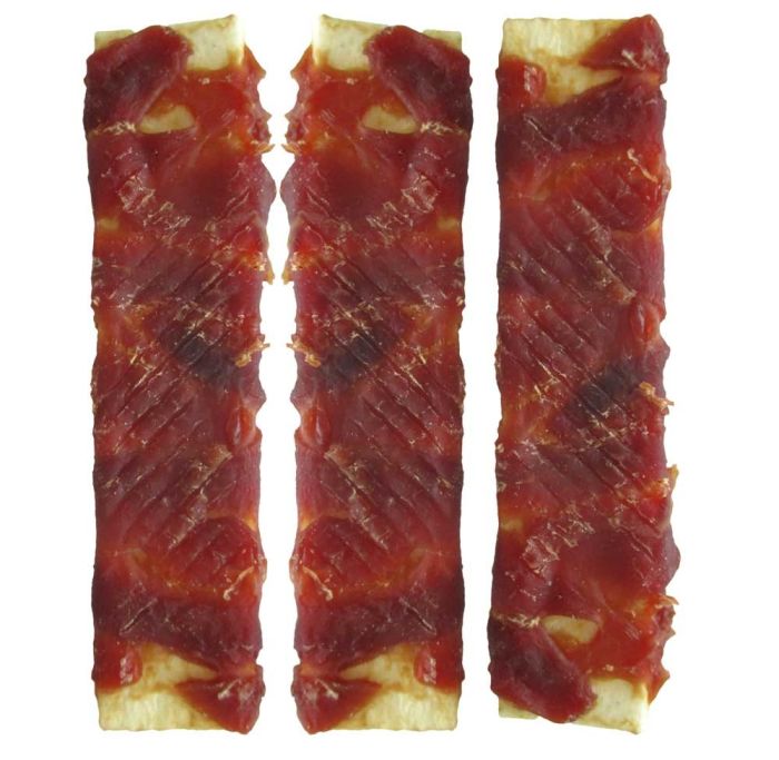 Смужки з пресованої шкіри з мясом качки-ласощі для собак 500г 