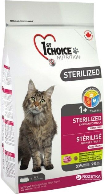 1st Choice Sterilized Chicken для стерилізованих кішок 2,4 кг