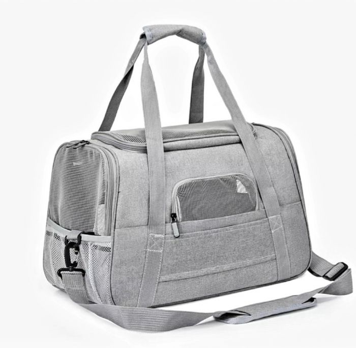 Сумка-переноска з килимком для тварин сіра 