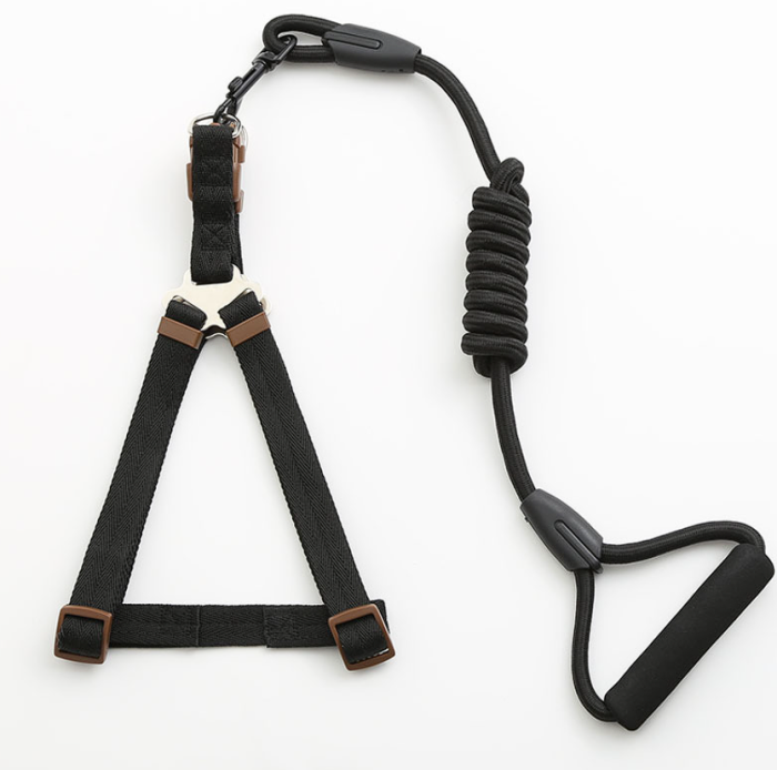 Шлея та повідець для собак, круглий шнур з пінною ручкою, шлея 1,530-50 см, повідець 120 см чорний