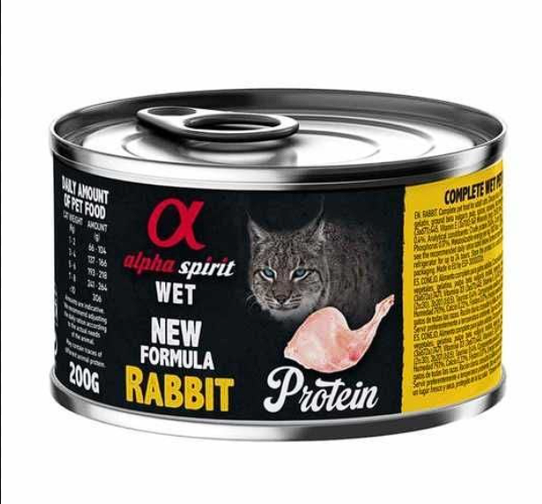 Вологий корм Alpha Spirit Rabbit для дорослих котів, з кроликом, 200 г AS Rabbit Консерва дкотів АС Реббіт Едалт Кет 200г 1285