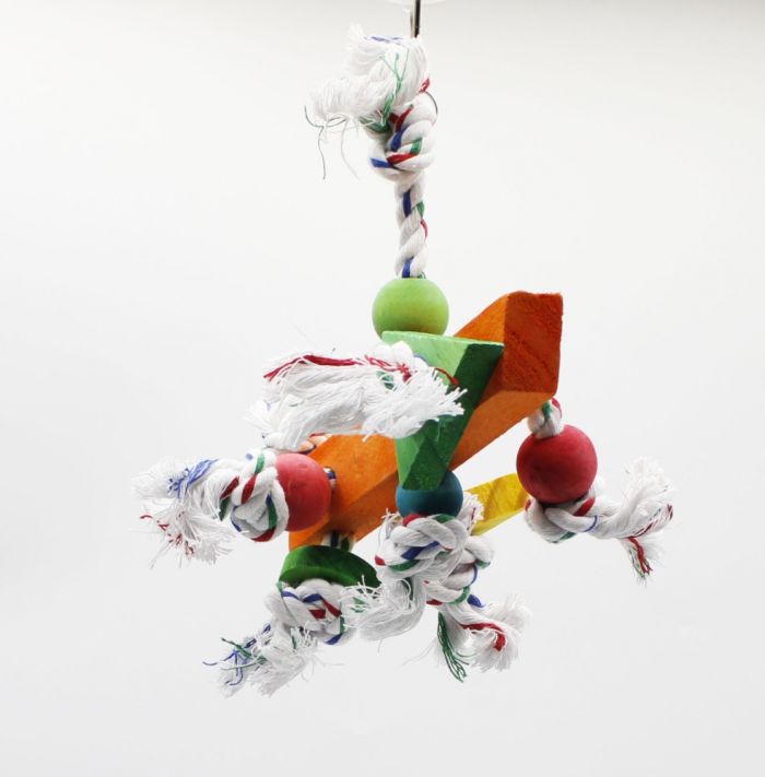 Іграшка для папуг деревяна з мотузкою. 2520 см