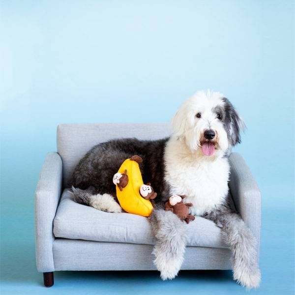 М'яка іграшка для собак мавпочка та банан ZippyPaws Zippy Burrow Monkey 'n Banana з пищалкою
