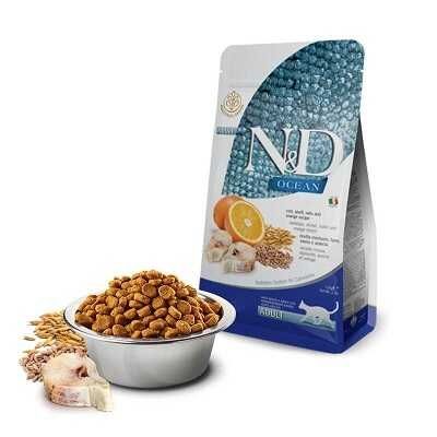 Farmina ND Low Grain Ocean Cod  Orange Adult Cat Фарміну низькозерновий сухий корм з тріскою та апельсином для дорослих котів та кішок 1.5 кг 