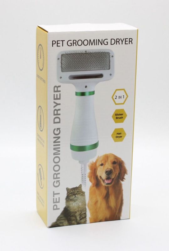 Pet Grooming Dryer WN 10 Фен гребінець для вовни 2в1 білий з зеленими вставками 