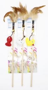 Вудка з пірям, іграшкою та дзвіночком, 41 см 