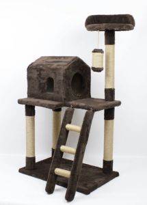 Когтеточка для кішки будинок + Драбинка джут Коричнева  