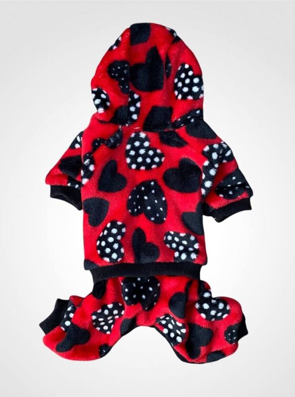 Альба комбінезон для собак Dog Love Чорне Серце махровий S2