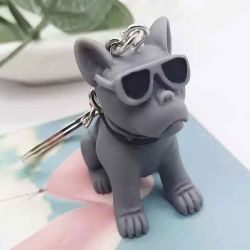 Брелок Бульдог в окулярах Сірий