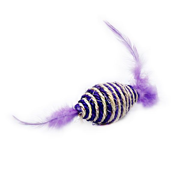 Іграшка регбі сизаль з пірям біло-фіолетова, 8 см 