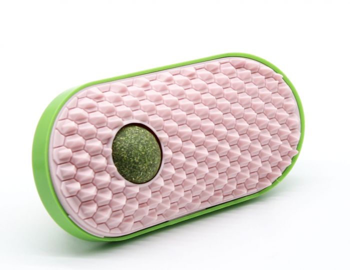 Масажна щітка-чесалка з кулькою мататабі Зелено-рожева 