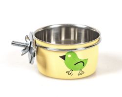 Годівниця підвісна на гвинтах метал Жовта. 300 мл 9.5 см.