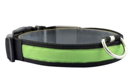 Нашийник для собак, рожевий нейлоновий з USB, 2,5 см  41-52 см Салатовий.