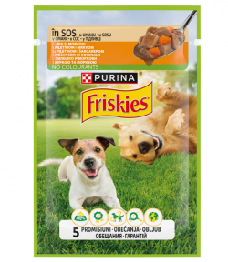 Вологий корм Purina Friskies Chicken and Carrots in Sauce для собак з куркою та морквою в підливці, 75 г   Пауч ФРІСКІС 75г дсобак куркаморква шмат. у підливці  7510651096