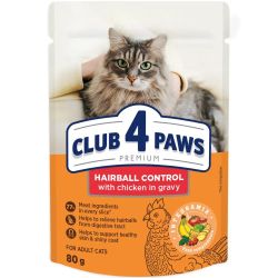 Club 4 Paws вологий корм для виведення шерсті у котів 80 г 