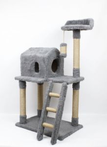 Когтеточка для кішки будинок + Драбинка джут Сіра 